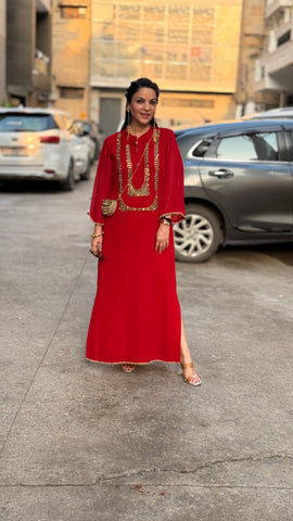 Long red kurta