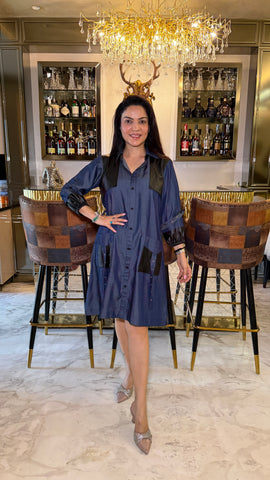 Cotton denim A-Line dress
