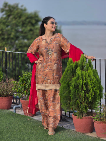 Crepe printed suit