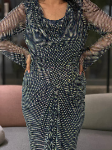 Mesh Drape Gown