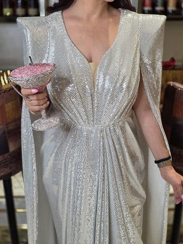 Shimmer cape gown