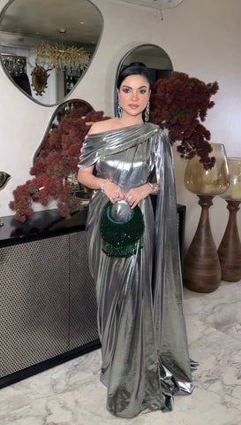 Silver metallic drape