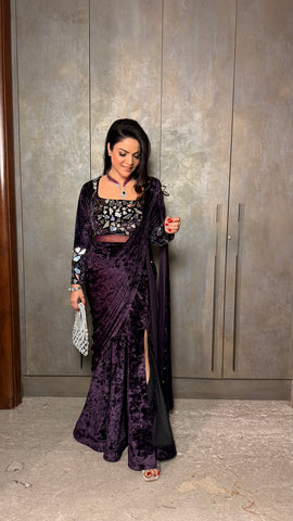 Velvet drape saree