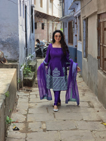 A-line short Anarkali suit (Banaras edit)