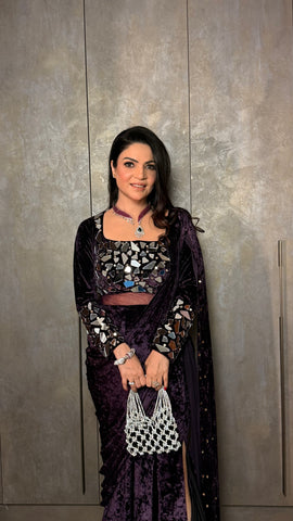 Velvet drape saree