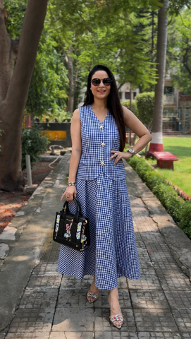 Check Top & Skirt Set