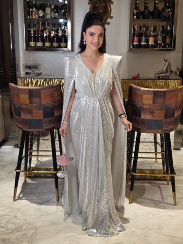 Shimmer cape gown