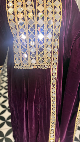 Wine velvet Anarkali suit