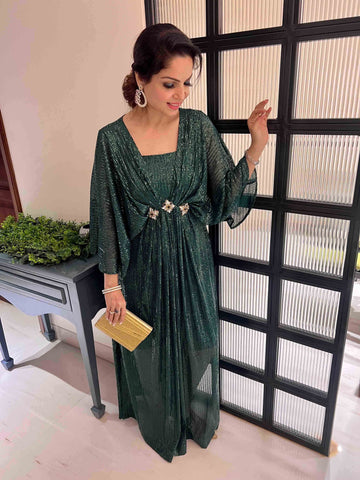 Blush Green Long Kaftan Dress