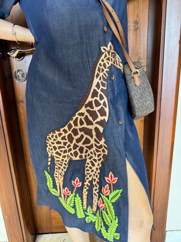 Giraffe themed dress - Dark Blue