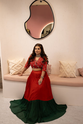 Red Embellished Lehenga