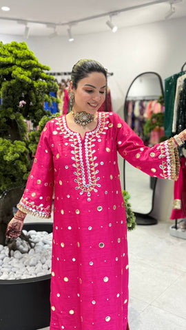 Leather work long kurta