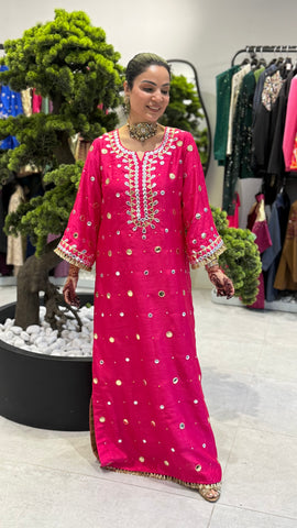 Leather work long kurta