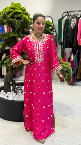 Leather work long kurta