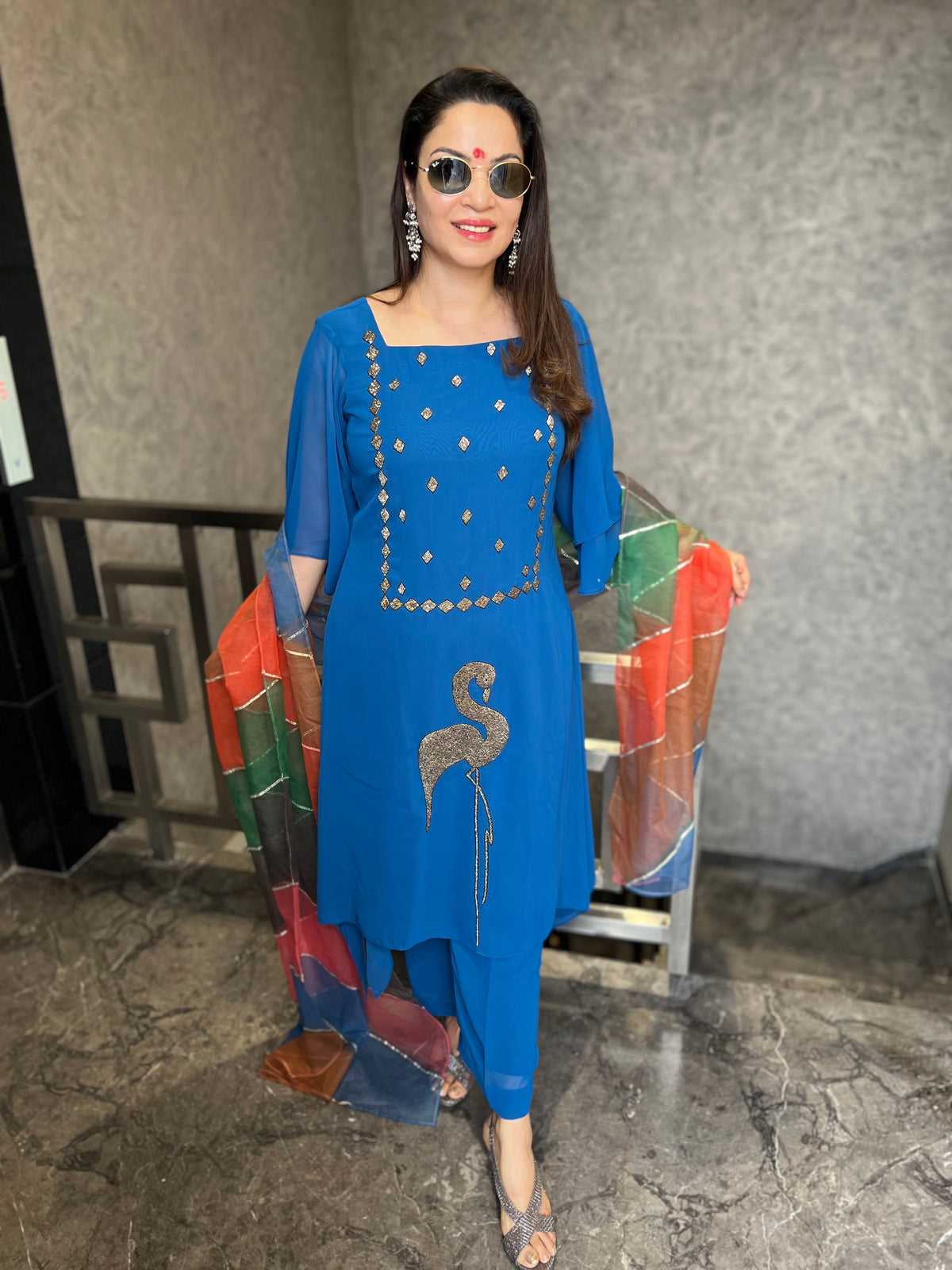 Suit with Colourful Dupatta